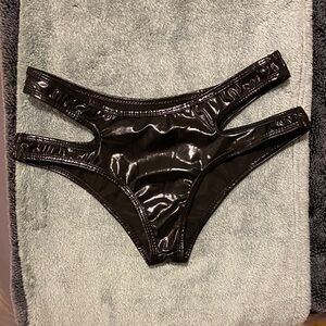 Black Shiny Strappy Bikini Bottom